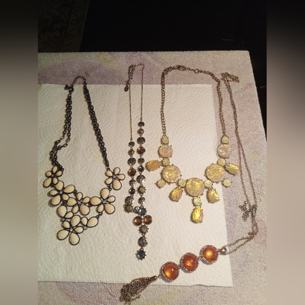 Ann Taylor Gold and Cream Statement Necklace